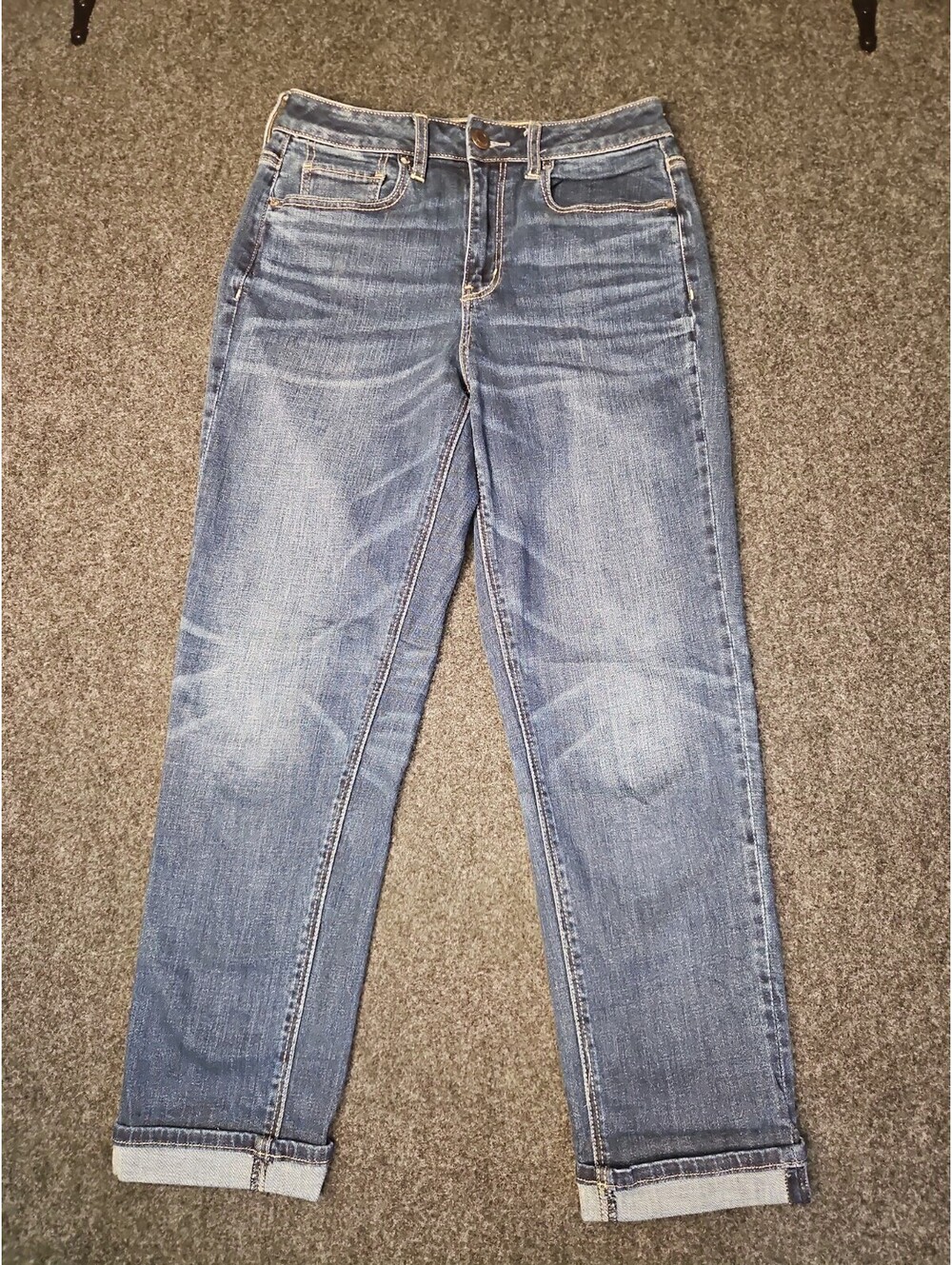 American Eagle AE Tomgirl Jeans Womens 8 Short Dark Wash Stretch Button Fly
